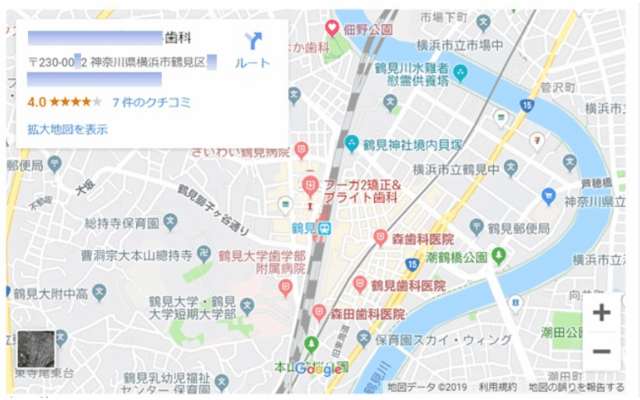 競合店が一緒に表示されたGoogleマップ