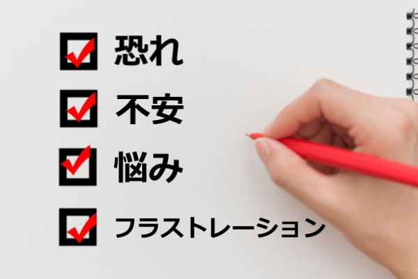 恐れ不安悩み• フラストレーション